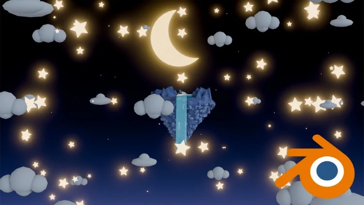 The Moon’s Resting Place: A Low Poly Blender Scene